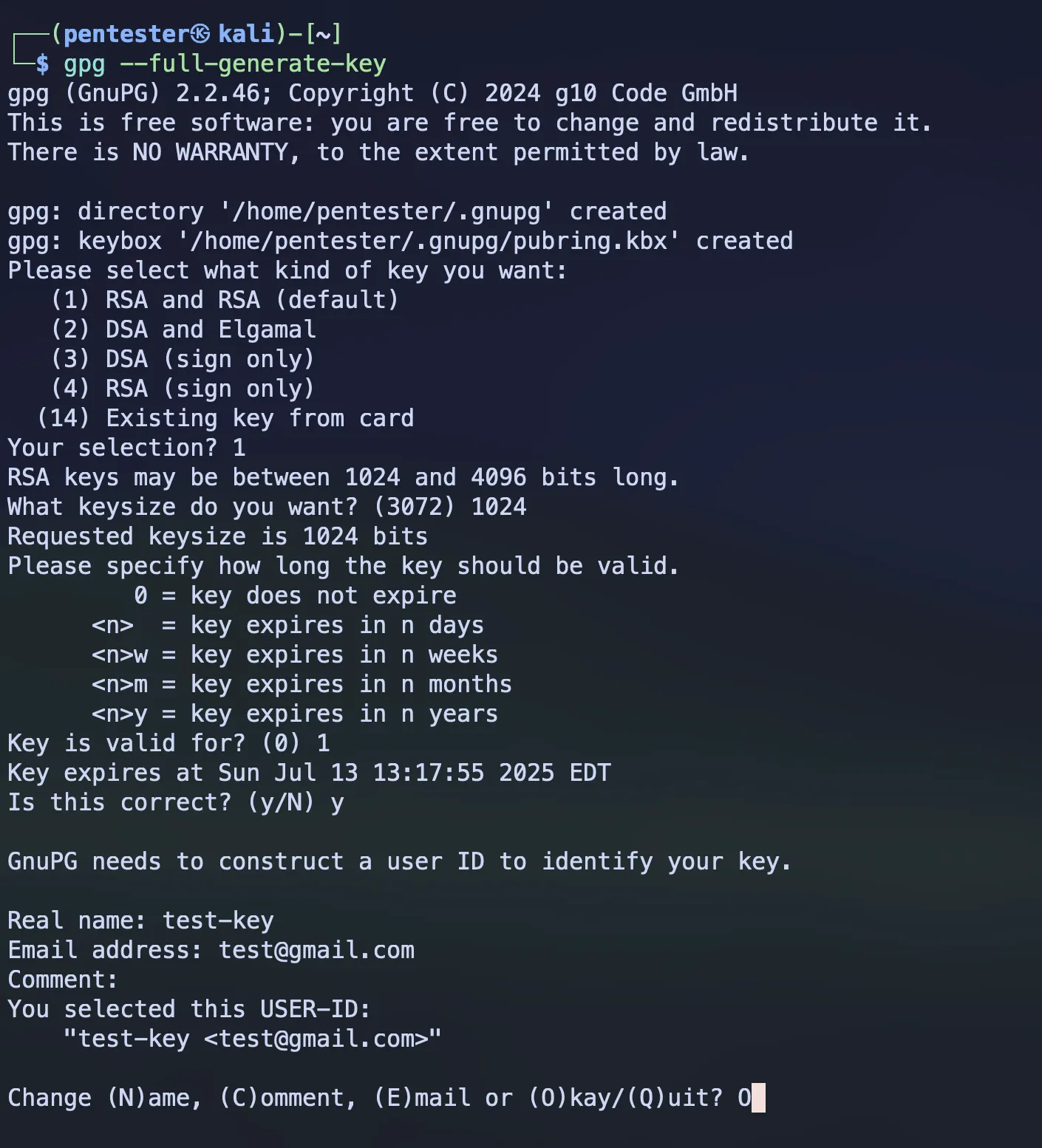 Generate key pair - 1